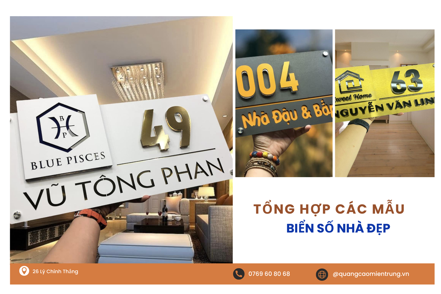 Tổng hợp các mẫu biển số nhà đẹp